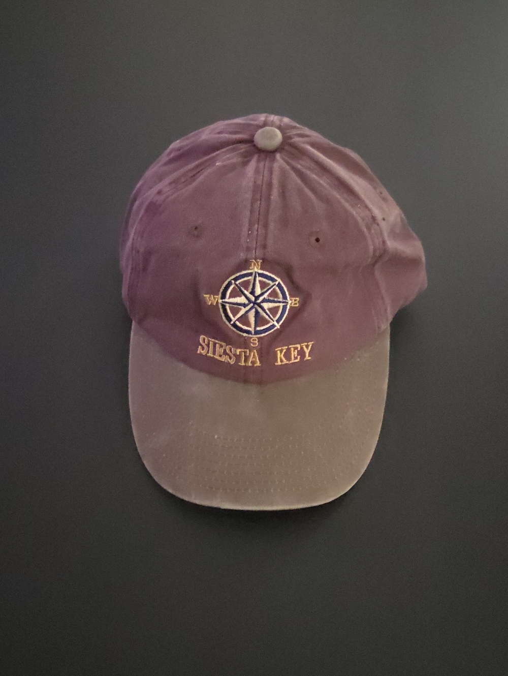 Siesta Key Embroidered Compass Cap - Brown & Purple